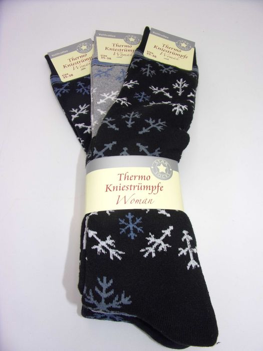 3x Podkolanówki damskie Thermo, zimowe ciepłe bawełniane 35/38.