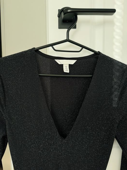 cekinowe czarne body z dlugim rekawem eleganckie butik zara andzela