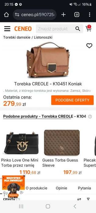 Torebka w tonacjach brązu marki Creole, nowa