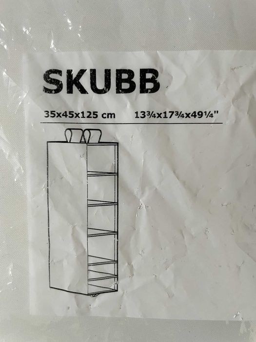 IKEA Skubb Wisząca półka, 6 przegród, biały, 35x45x125 cm