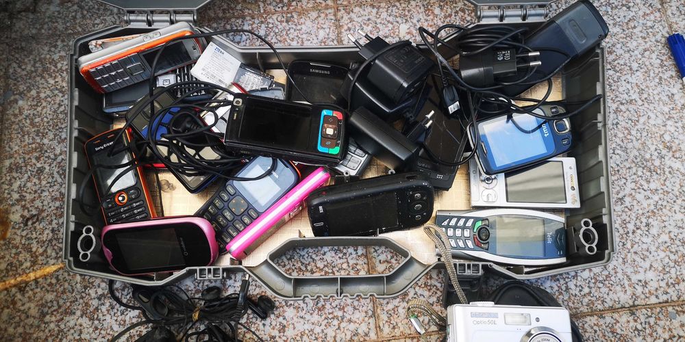 Telemóveis vintage e câmara