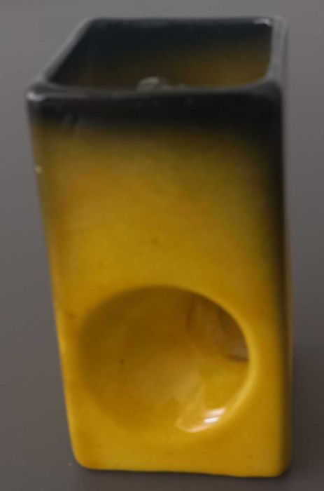 Copo canetas cerâmica pintada à mão em vidrado reactivo Op Art