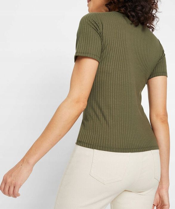 B.P.C t-shirt damski prążkowany khaki ^36/38