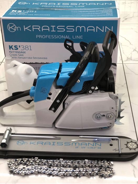 Бензопила Kraissmann KS 381 (шина 450 мм, объемом 72 см3) проф серия