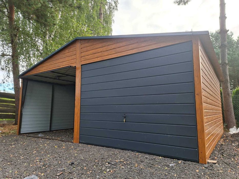 Garaż blaszany Blaszak Premium 6x6 Grafit Garaże blaszane 6x5.80  6x6 m PRODUCENT