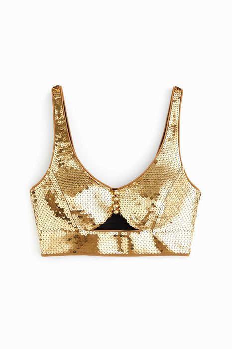 Rabanne H&M top cekinowy złoty elegancki  R. L