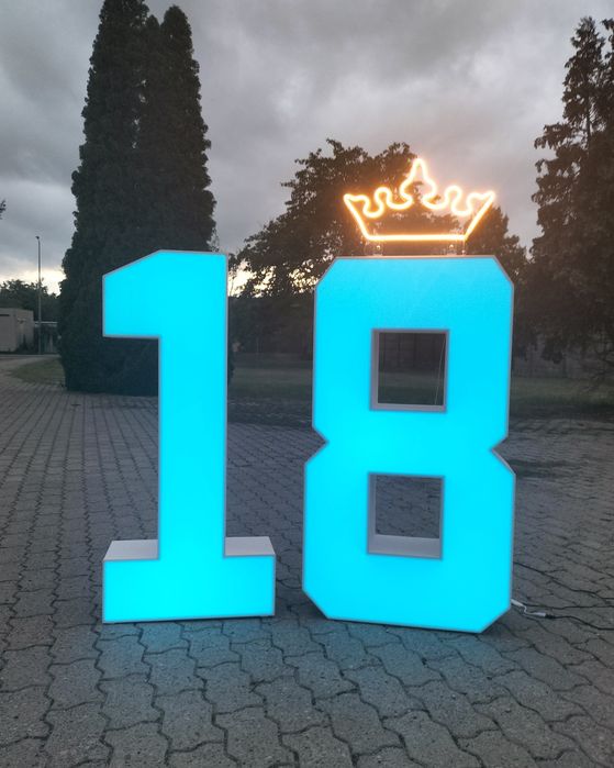 Cyfry 18 podświetlane, neony ,litery świetlne ,