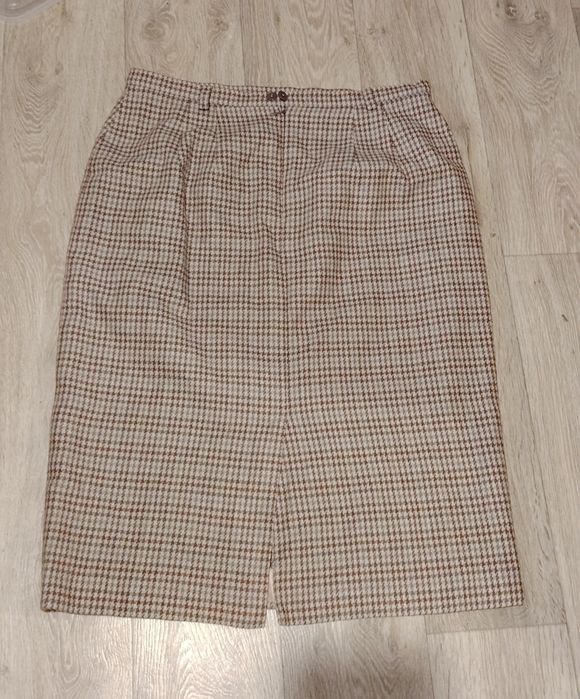 Elegancka wełniana spódnica Eastex 42/44 krata