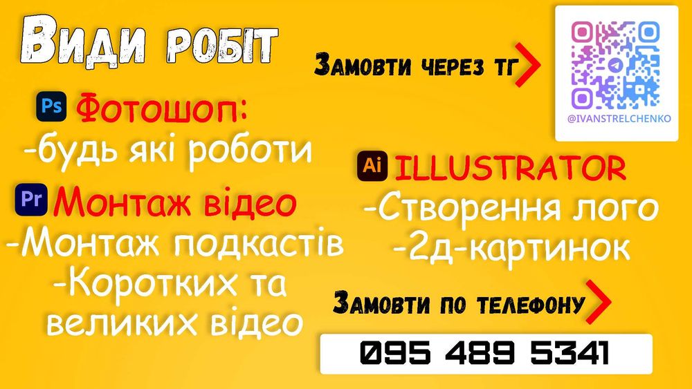 Послуги фотошопа, та фоторедактора, відео-монтаж