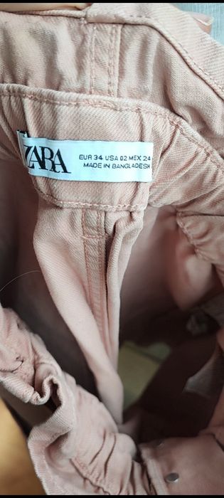 Szorty z paskiem Zara pudrowy róż XS