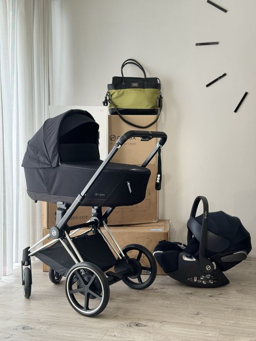 Cybex e-Priam 2 в 1 преміальна коляска в комплектації шасі, люлька, прогулянковий блок, сумка, зимовий чехол, дощовик, москітна сітка, підстаканник
