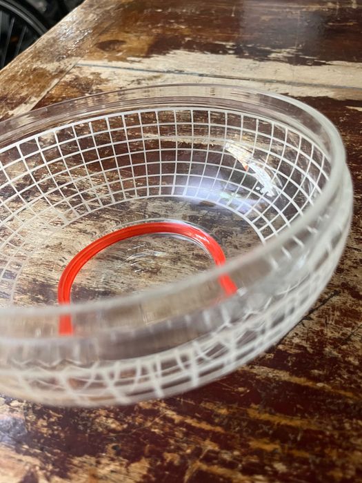 RETRO misa szklana PIĘKNY kształt, wzór w kratę MISKA lata 70s, 80 90?