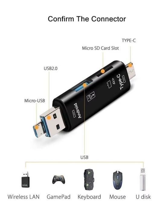 Багатофункціонаоьний перехідник 5 в 1. USB 2.0
