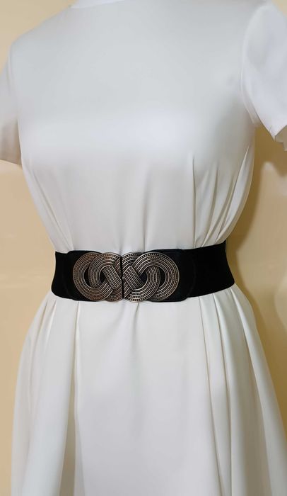 Damski Czarny Szeroki pasek Elastyczny do Sukienki lub Koszuli