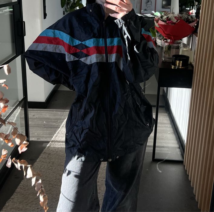 Czarna kurtka wiatrówka vintage Adidas; 90s; unisex