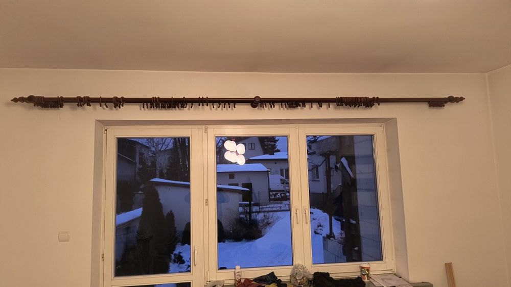 Karnisz drewniany 350 cm, brązowy