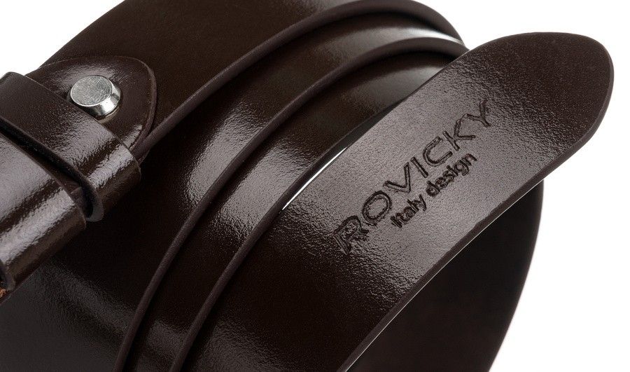 wąski pasek męski z polerowanej skóry naturalnej licowej - rovicky 110