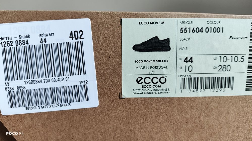 Ecco Move M czarne skórzane sneakersy rozm 44