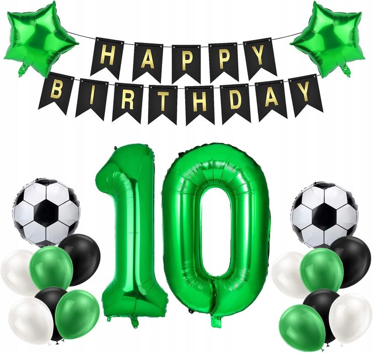 zestaw balony balonów piłka nożna piłkarskie 10 urodziny