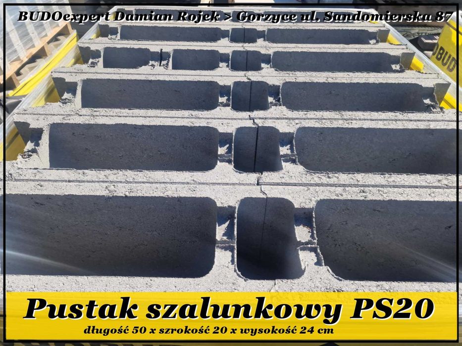 Pustak szalunkowy PS20 bloczek betonowy fundamentowy tracony