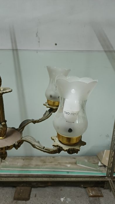 Candeeiro antigo de teto 5 tulipas