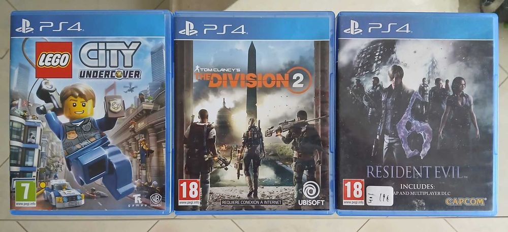 Lego City Undercover,Tom Clancy’s The Division 2,Resident Evil 6. PS4