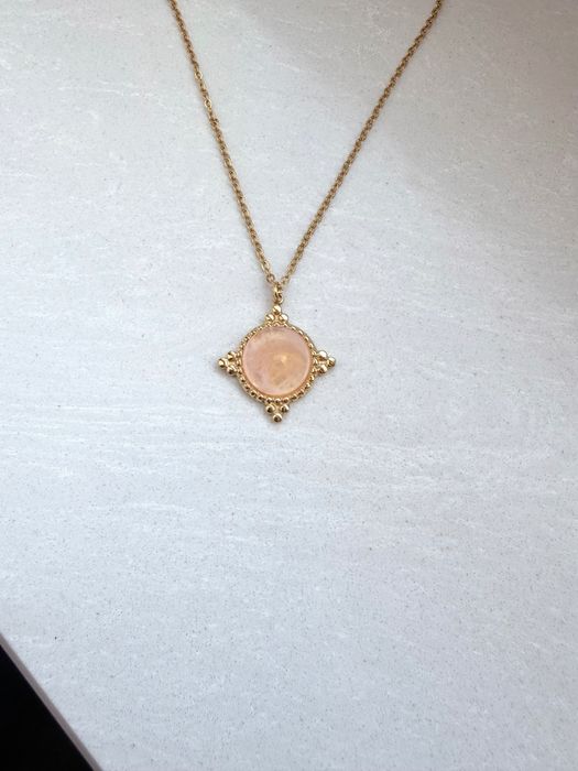 naszyjnik różowy kwarc kwarcem stal nierdzewna chirurgiczna stali