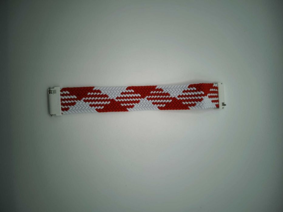 Pleciony Pasek Solo Loop – Elastyczny Nylonowy 22 mm, czerwono-biały