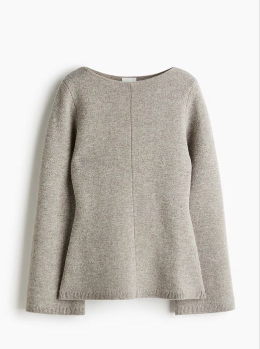 Wełniany top sweter H&M Premium rozkloszowane rękawy z baskinką
