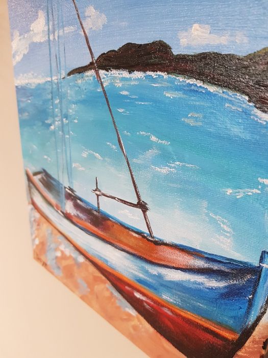 Obraz akryl na płótnie Łódka,  morze,  wybrzeże