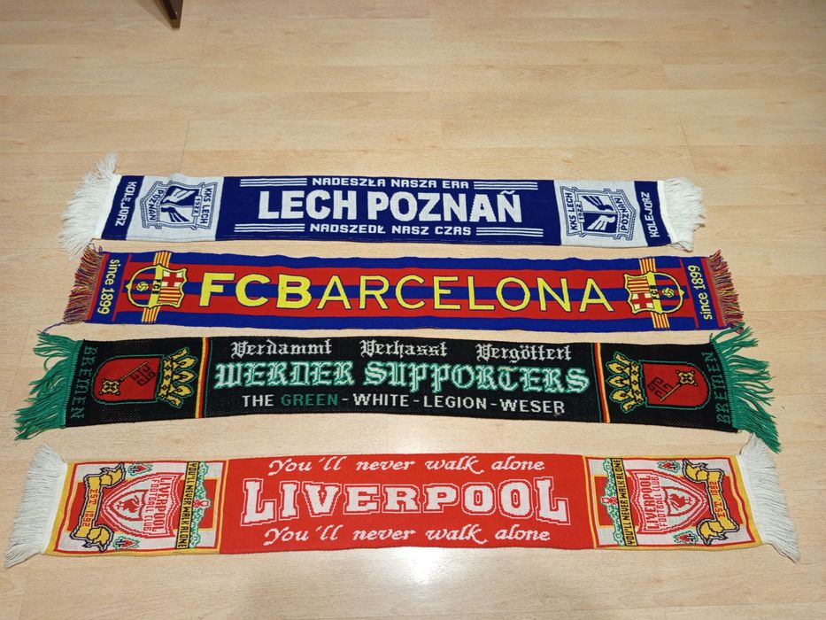 Szaliki klubów piłkarskich Lech/werder/Liverpool/Barcelona