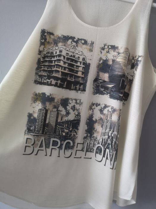 Koszulka Barcelona, koszulka kremowa, bluzka damska