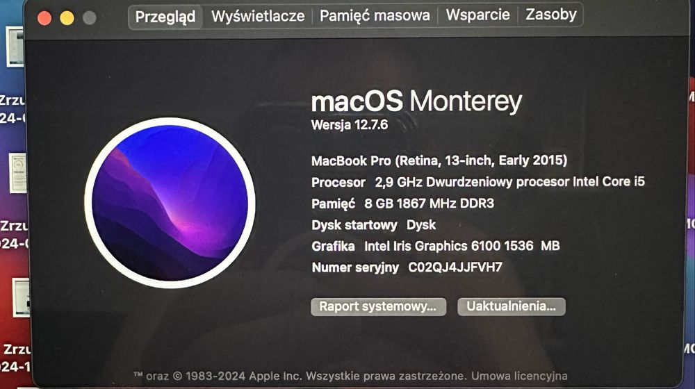 A1502  rok MacBook Pro MacOS 2015