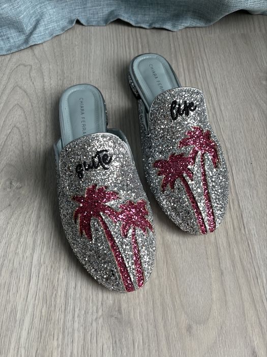 Buty wsuwane Chiara Ferragni 38-39 klapki loafersy baleriny espadryle cekiny