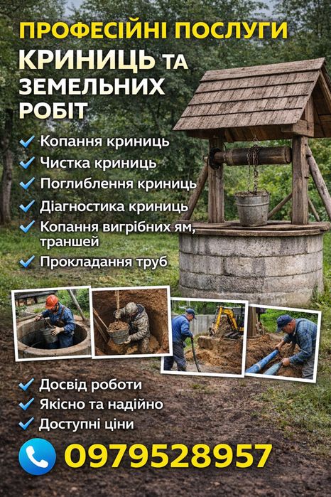Копання криниць. Буріня свердловин