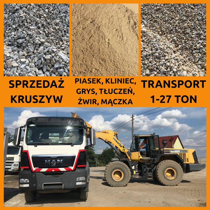 TANIO! Kruszywa, piasek, grys, tłuczeń, kliniec, ziema Transport 1-27t