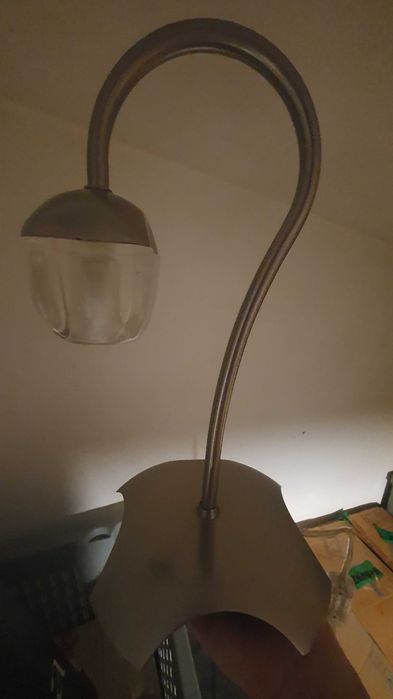 2 candeeiros de mesa de cabeceira, em inox e vidro - Excelente Estado