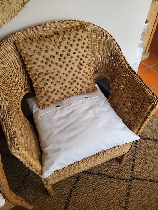 2 cadeiroes, poltrona, verga, rattan, rustico