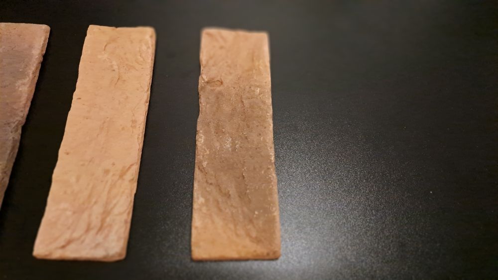 Płytki ceramiczne, cegłówka, cegła. 6x29 cm. 3 sztuki do loftu