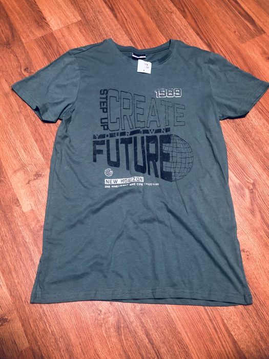 Męski t-shirt zielony krótki rękaw nadruk Create Your Own Future Alphar One M