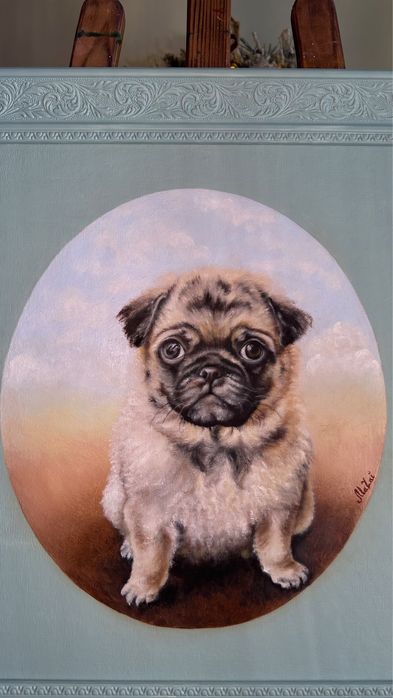 Картина олійними фарбами. Мопс