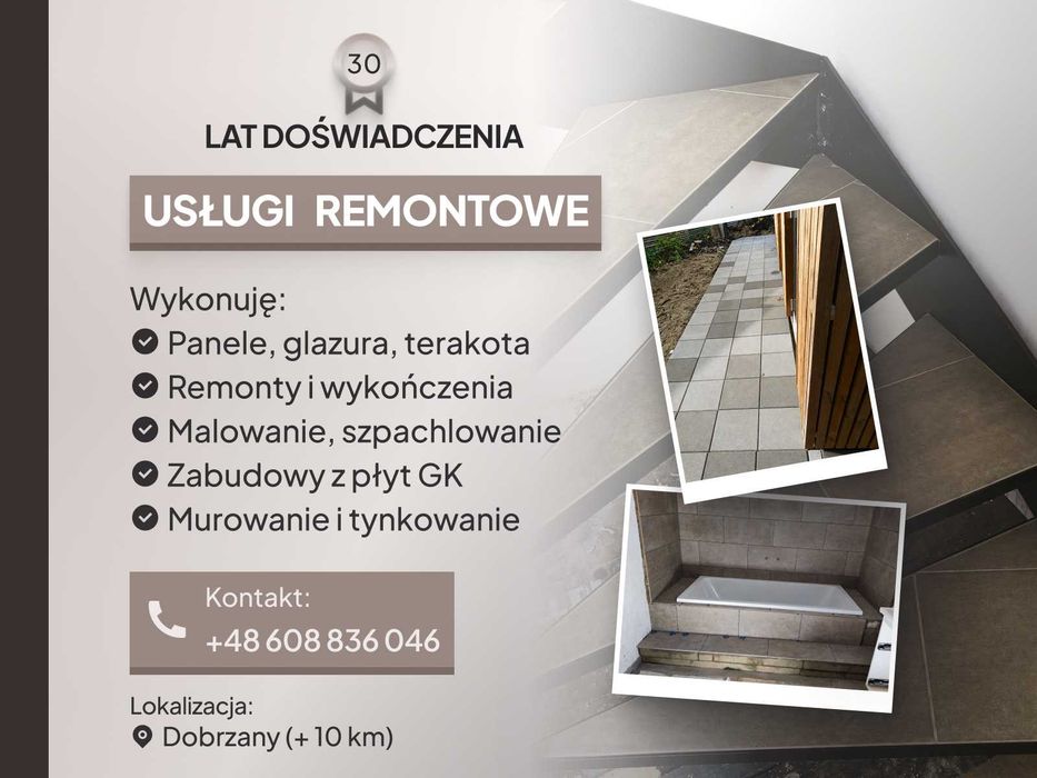 Solidne Remonty i Wykończenia Wnętrz | 30 Lat Doświadczenia | Dobrzany i okolice
