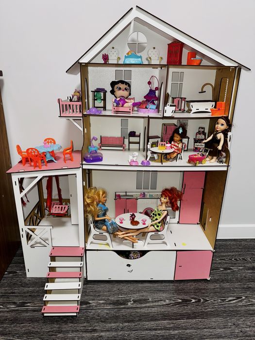 Деревʼяний ляльковий будинок великий дом для ляльок/лол/барбі