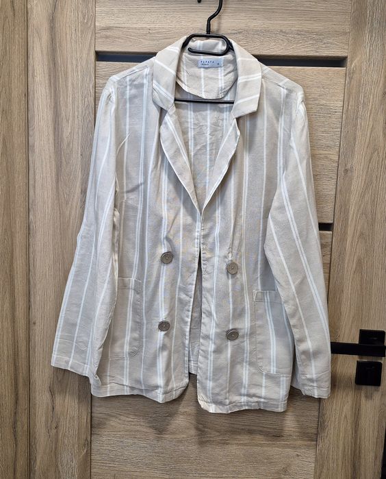 Beżowa marynarka w paski Papaya rozmiar L