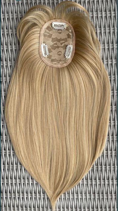 Premium Ultra włosy doczepiane, naturalny blond (refleksy ) topper 1.