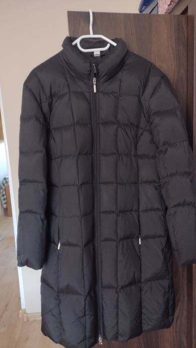 Damski płaszcz puchowy, długa kurtka puch naturalny, pierze r.46