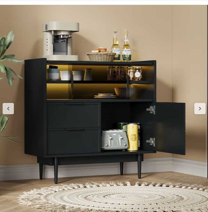 Aparador, vitrine com 2 gavetas, 1 porta de madeira