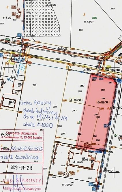 Działka Eufeminów z MPZP przy głównej ulicy.