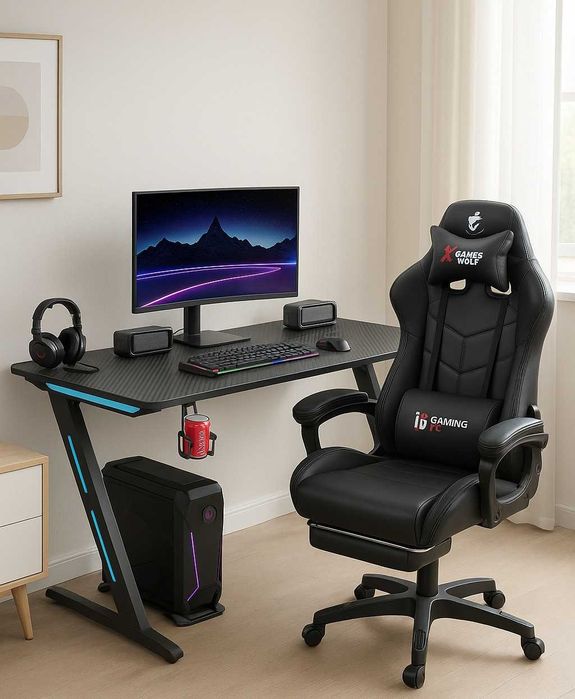 Biurko Gamingowe Komputerowe Stół dla Gracza Nowoczesne LED 120cm BG04