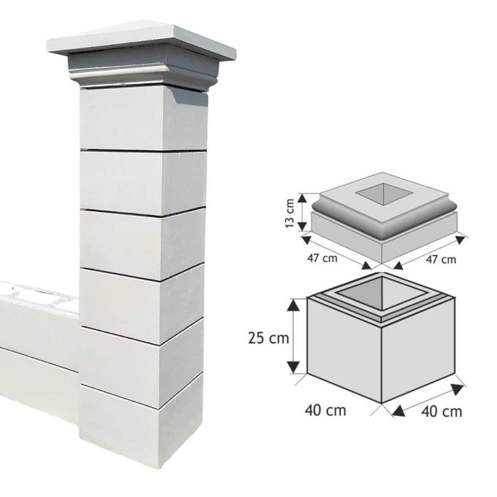 Ogrodzenie dworkowe gładkie 40x40x25 pustak ogrodzeniowy PROSPER